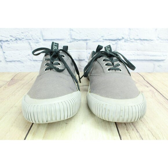 LL Bean Gray Canvas Eco Woods Lace Up Comfort Cushioned Sneaker Shoes Size 8 M - Picture 4 of 9